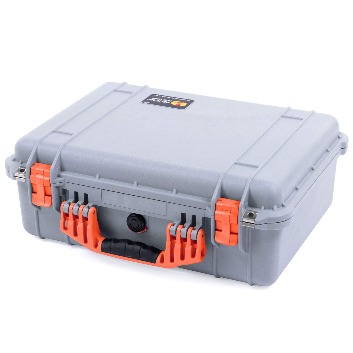 Pelican 1520 Case, Silver with Orange Handle &amp; Latches ColorCase 