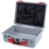 Pelican 1520 Case, Silver with Red Handle & Latches Mesh Lid Organizer Only ColorCase 015200-0100-180-150