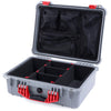 Pelican 1520 Case, Silver with Red Handle & Latches TrekPak Divider System with Mesh Lid Organizer ColorCase 015200-0120-180-320