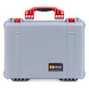 Pelican 1520 Case, Silver with Red Handle & Latches ColorCase