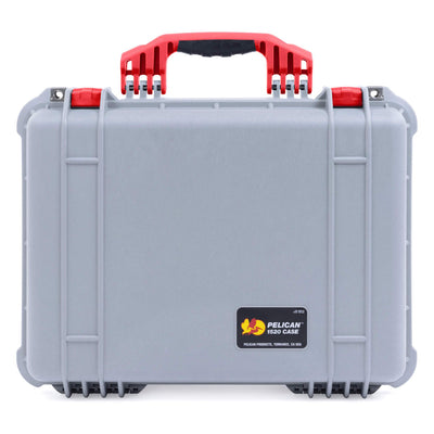 Pelican 1520 Case, Silver with Red Handle & Latches ColorCase