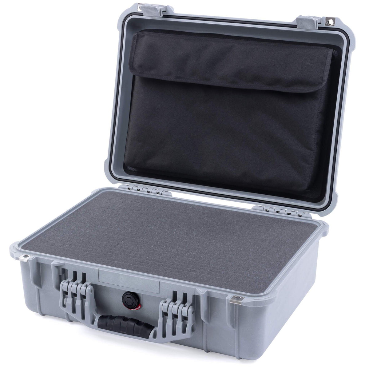 Pelican 1520 Case, Silver Pick &amp; Pluck Foam with Computer Pouch ColorCase 015200-0201-180-180