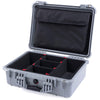 Pelican 1520 Case, Silver TrekPak Divider System with Computer Pouch ColorCase 015200-0220-180-180