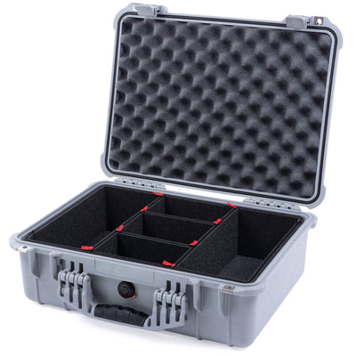 Pelican 1520 Case, Silver TrekPak Divider System with Convolute Lid Foam ColorCase 015200-0020-180-180