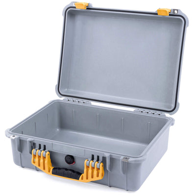 Pelican 1520 Case, Silver with Yellow Handle & Latches None (Case Only) ColorCase 015200-0000-180-240
