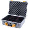 Pelican 1520 Case, Silver with Yellow Handle & Latches TrekPak Divider System with Convolute Lid Foam ColorCase 015200-0020-180-240