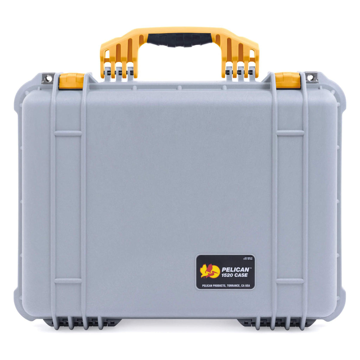 Pelican 1520 Case, Silver with Yellow Handle &amp; Latches ColorCase 