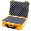 Pelican 1520 Case, Yellow with Black Handle & Latches Pick & Pluck Foam with Convolute Lid Foam ColorCase 015200-0001-240-110