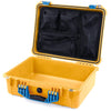 Pelican 1520 Case, Yellow with Blue Handle & Latches Mesh Lid Organizer Only ColorCase 015200-0100-240-120