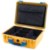 Pelican 1520 Case, Yellow with Blue Handle & Latches TrekPak Divider System with Computer Pouch ColorCase 015200-0220-240-120