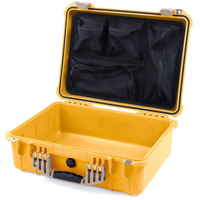 Pelican 1520 Case, Yellow with Desert Tan Handle & Latches Mesh Lid Organizer Only ColorCase 015200-0100-240-310