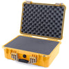 Pelican 1520 Case, Yellow with Desert Tan Handle & Latches Pick & Pluck Foam with Convolute Lid Foam ColorCase 015200-0001-240-310