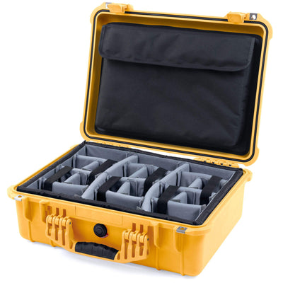 Pelican 1520 Case, Yellow Gray Padded Microfiber Dividers with Computer Pouch ColorCase 015200-0270-240-240