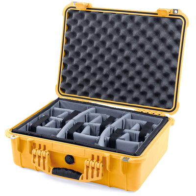 Pelican 1520 Case, Yellow Gray Padded Microfiber Dividers with Convolute Lid Foam ColorCase 015200-0070-240-240