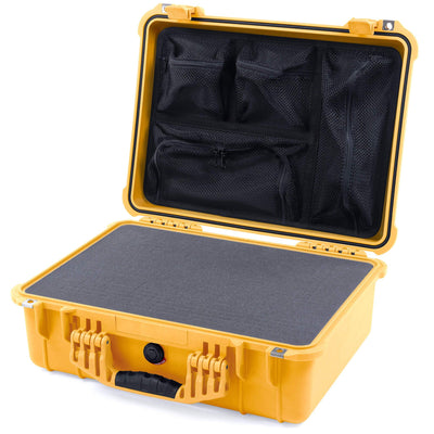 Pelican 1520 Case, Yellow Pick & Pluck Foam with Mesh Lid Organizer ColorCase 015200-0101-240-240