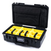 Pelican 1525 Air Case, Black Yellow Padded Microfiber Dividers with Laptop Computer Pouch ColorCase 015250-0210-110-110