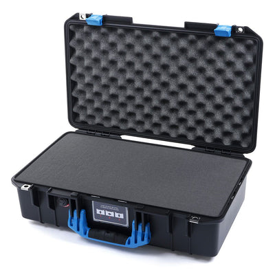 Pelican 1525 Air Case, Black with Blue Handle & Latches Pick & Pluck Foam with Convolute Lid Foam ColorCase 015250-0001-110-120