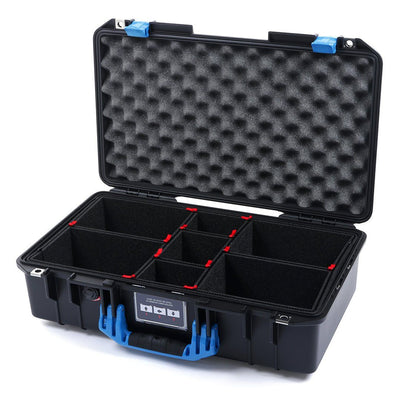 Pelican 1525 Air Case, Black with Blue Handle & Latches TrekPak Divider System with Convolute Lid Foam ColorCase 015250-0020-110-120