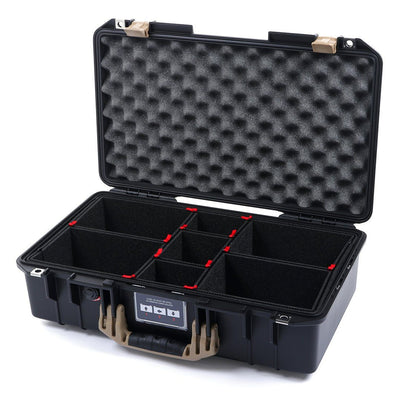 Pelican 1525 Air Case, Black with Desert Tan Handle & Latches TrekPak Divider System with Convolute Lid Foam ColorCase 015250-0020-110-310
