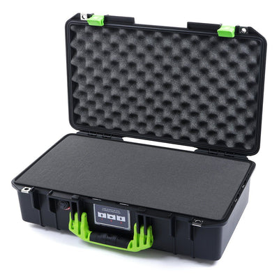 Pelican 1525 Air Case, Black with Lime Green Handle & Latches Pick & Pluck Foam with Convolute Lid Foam ColorCase 015250-0001-110-300