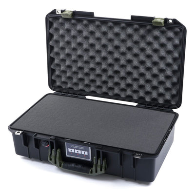Pelican 1525 Air Case, Black with OD Green Handle & Latches Pick & Pluck Foam with Convolute Lid Foam ColorCase 015250-0001-110-130