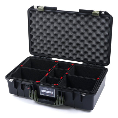 Pelican 1525 Air Case, Black with OD Green Handle & Latches TrekPak Divider System with Convolute Lid Foam ColorCase 015250-0020-110-130
