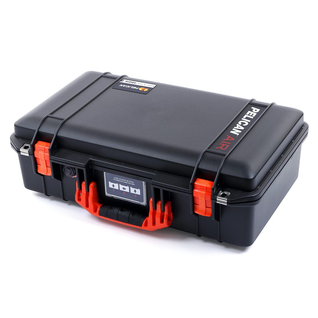 Pelican 1525 Air Case, Black with Orange Handle & Latches ColorCase 