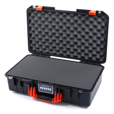 Pelican 1525 Air Case, Black with Orange Handle & Latches Pick & Pluck Foam with Convolute Lid Foam ColorCase 015250-0001-110-150