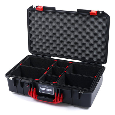 Pelican 1525 Air Case, Black with Red Handle & Latches TrekPak Divider System with Convolute Lid Foam ColorCase 015250-0020-110-320