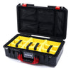 Pelican 1525 Air Case, Black with Red Handle & Latches Yellow Padded Microfiber Dividers with Mesh Lid Organizer ColorCase 015250-0110-110-320