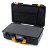 Pelican 1525 Air Case, Black with Yellow Handle & Latches Pick & Pluck Foam with Laptop Computer Pouch ColorCase 015250-0201-110-240