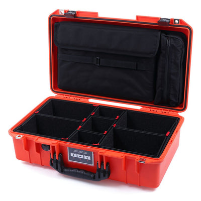 Pelican 1525 Air Case, Orange with Black Handle & Latches TrekPak Divider Sytem with Laptop Computer Pouch ColorCase 015250-0220-150-110