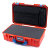 Pelican 1525 Air Case, Orange with Blue Handle & Latches Pick & Pluck Foam with Laptop Computer Pouch ColorCase 015250-0201-150-120