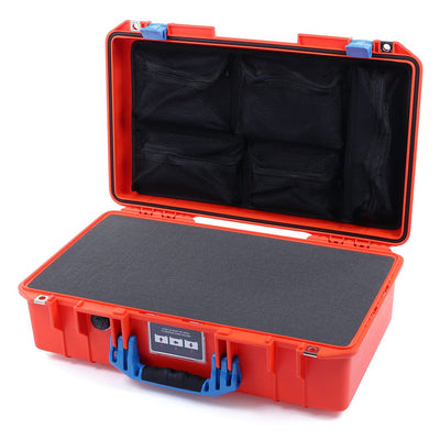 Pelican 1525 Air Case, Orange with Blue Handle & Latches Pick & Pluck Foam with Mesh Lid Organizer ColorCase 015250-0101-150-120