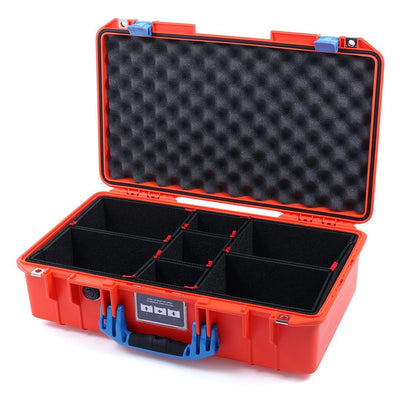 Pelican 1525 Air Case, Orange with Blue Handle & Latches TrekPak Divider System with Convolute Lid Foam ColorCase 015250-0020-150-120