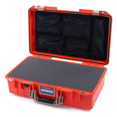 Pelican 1525 Air Case, Orange with Desert Tan Handle & Latches Pick & Pluck Foam with Mesh Lid Organizer ColorCase 015250-0101-150-310