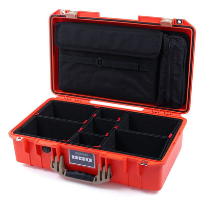 Pelican 1525 Air Case, Orange with Desert Tan Handle & Latches TrekPak Divider Sytem with Laptop Computer Pouch ColorCase 015250-0220-150-310