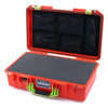 Pelican 1525 Air Case, Orange with Lime Green Handle & Latches Pick & Pluck Foam with Mesh Lid Organizer ColorCase 015250-0101-150-300