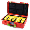Pelican 1525 Air Case, Orange with Lime Green Handle & Latches Yellow Padded Microfiber Dividers with Mesh Lid Organizer ColorCase 015250-0110-150-300