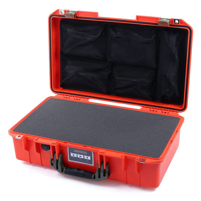 Pelican 1525 Air Case, Orange with OD Green Handle & Latches Pick & Pluck Foam with Mesh Lid Organizer ColorCase 015250-0101-150-130