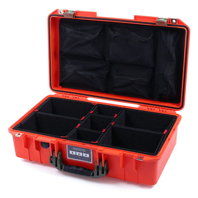 Pelican 1525 Air Case, Orange with OD Green Handle & Latches TrekPak Divider System with Mesh Lid Organizer ColorCase 015250-0120-150-130
