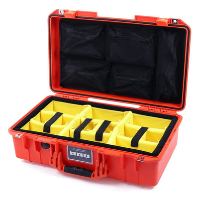 Pelican 1525 Air Case, Orange Yellow Padded Microfiber Dividers with Mesh Lid Organizer ColorCase 015250-0110-150-150