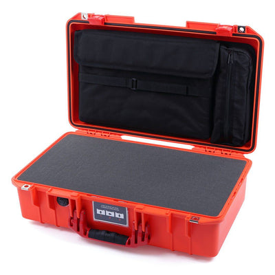 Pelican 1525 Air Case, Orange with Red Handle & Latches Pick & Pluck Foam with Laptop Computer Pouch ColorCase 015250-0201-150-320