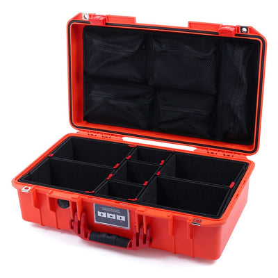 Pelican 1525 Air Case, Orange with Red Handle & Latches TrekPak Divider System with Mesh Lid Organizer ColorCase 015250-0120-150-320