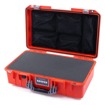 Pelican 1525 Air Case, Orange with Silver Handle & Latches Pick & Pluck Foam with Mesh Lid Organizer ColorCase 015250-0101-150-180
