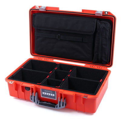 Pelican 1525 Air Case, Orange with Silver Handle & Latches TrekPak Divider Sytem with Laptop Computer Pouch ColorCase 015250-0220-150-180