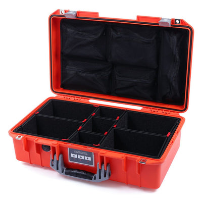 Pelican 1525 Air Case, Orange with Silver Handle & Latches TrekPak Divider System with Mesh Lid Organizer ColorCase 015250-0120-150-180