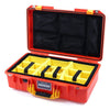 Pelican 1525 Air Case, Orange with Yellow Handle & Latches Yellow Padded Microfiber Dividers with Mesh Lid Organizer ColorCase 015250-0110-150-240