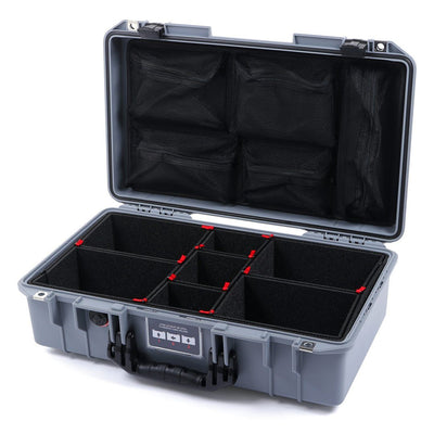 Pelican 1525 Air Case, Silver with Black Handle & Latches TrekPak Divider System with Mesh Lid Organizer ColorCase 015250-0120-180-110