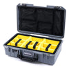 Pelican 1525 Air Case, Silver with Black Handle & Latches Yellow Padded Microfiber Dividers with Mesh Lid Organizer ColorCase 015250-0110-180-110
